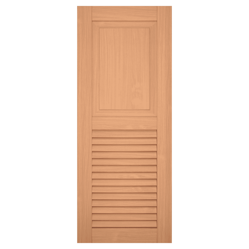 raised panel over louver red grandis exterior shutter